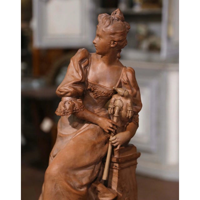 19th Century French Terracotta Sculpture “Le Biniou” by Georges Coudray For Sale - Image 4 of 12