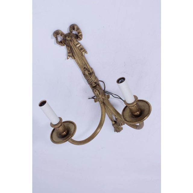 1950s Pair of French Style Brass Electric Sconces For Sale - Image 10 of 11