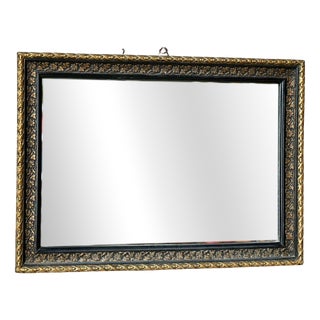 19th Century Napoleon III Wall Mirror in Blackened Wood and Gilded Stucco, 1890s For Sale