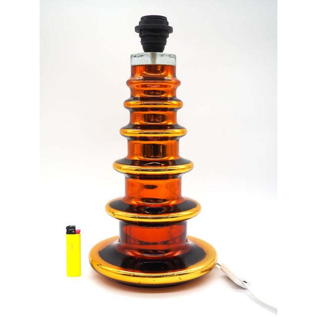 Orrefors Vintage Swedish Copper Colored Glass Table Lamp by Gustaf Leek for Orrefors Glasbruk, 1960s For Sale - Image 4 of 14