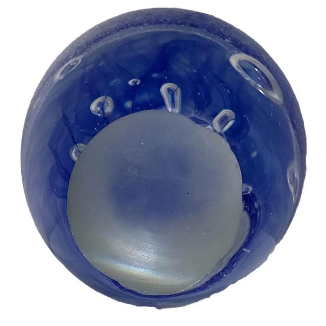 Hand Blown Cobalt Blue Jellyfish Paperweight For Sale - Image 4 of 5