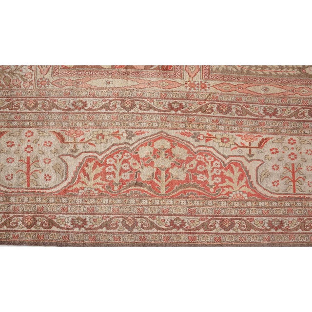 Antique Persian Tabriz Copper, Terracotta and Ivory Hand Knotted Wool Rug For Sale - Image 9 of 11