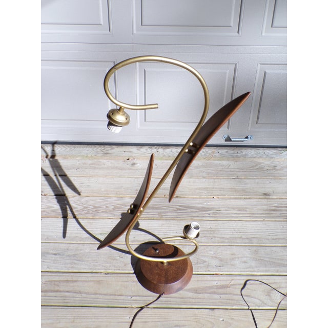 Brown Vintage Mid Century Modern Sculptural Walnut Table Lamp Japan 1960's For Sale - Image 8 of 15