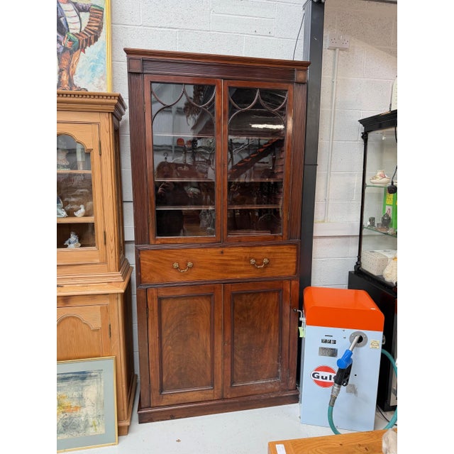 Antique Mahogany Bookcase with Secretaire For Sale - Image 10 of 10