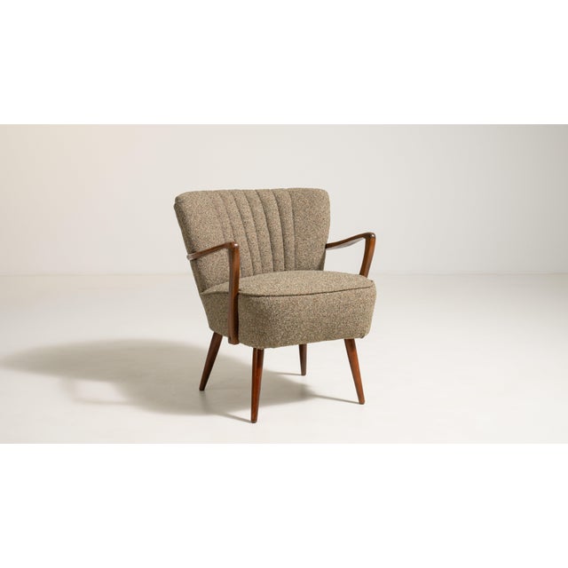 Mid-Century Modern Shellback Upholstered Armchair, Antique, Denmark, Circa 1940 For Sale - Image 9 of 13