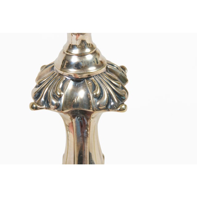 Pair Sheffield Silver Plate George II Style Candlesticks For Sale - Image 9 of 11
