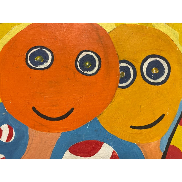 Vintage Mid Century Modernist Folk Art Painting | Framed Original Mid Century Modern Artwork, C. 1972 For Sale In New York - Image 6 of 13