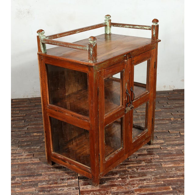 2020s Solid Reclaimed Teak Wood Glass Fronted Cabinet For Sale - Image 5 of 8