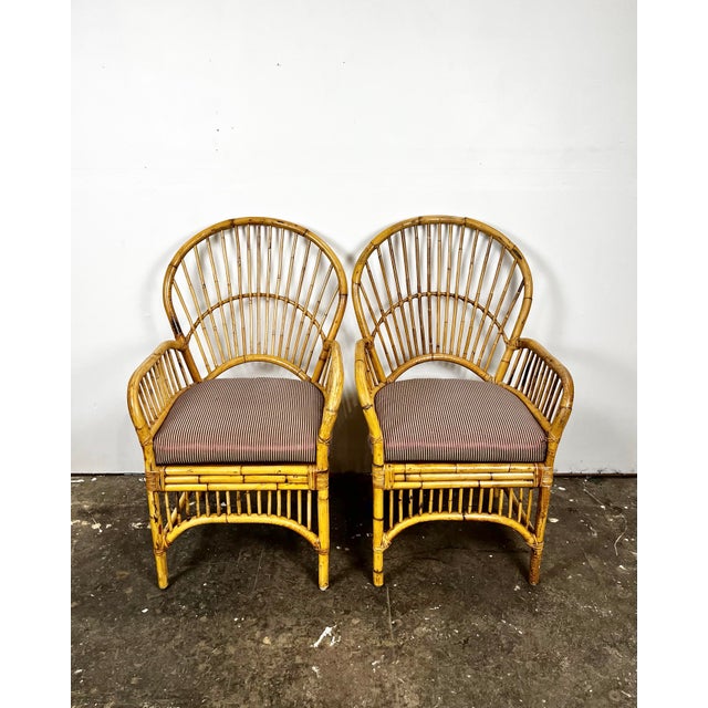 Vintage Rattan Bamboo Fan Back Chairs- A Pair For Sale - Image 10 of 10
