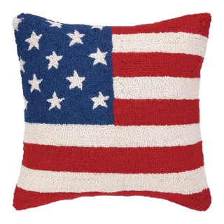 USA American Flag Red White and Blue Hook Pillow, 18" x 18" For Sale