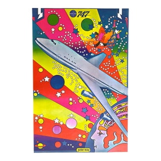 1970 Peter Max Pop Art Poster 24 Pan Am For Sale