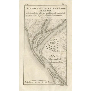 Antique French Map of the Town and River of Ganjam in India by Portier, 1790 For Sale