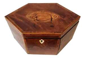 18th/19th Century English Marquetry Inlaid Tea Caddy