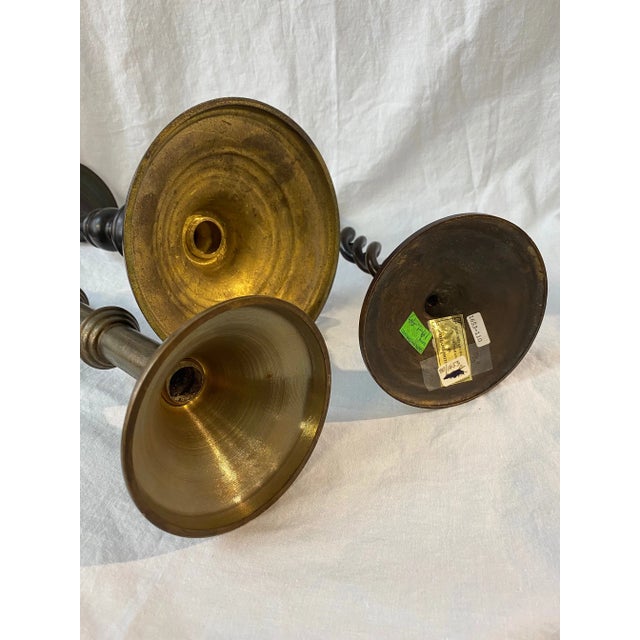 Metal Vintage Maitland Smith Candle Holder Collection- 3 Pieces For Sale - Image 7 of 9