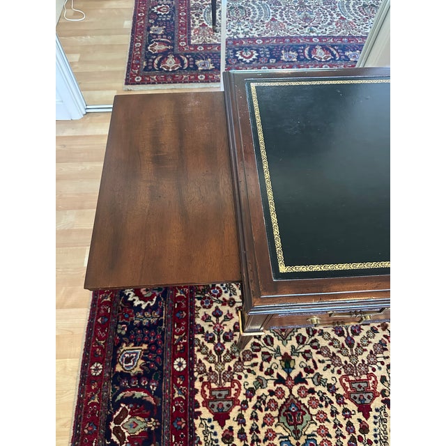 Brown Early 20th Century John Widdicomb Mahogany Partner's Desk With Leather Top and Pull-Out Writing Slides For Sale - Image 8 of 16
