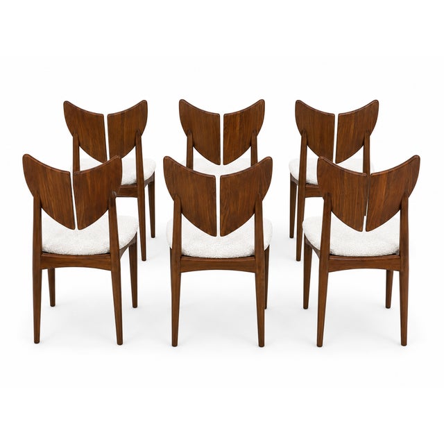 1970s Mid Century Style Solid Walnut Butterfly Dining Chairs - Set of 6 For Sale - Image 5 of 5