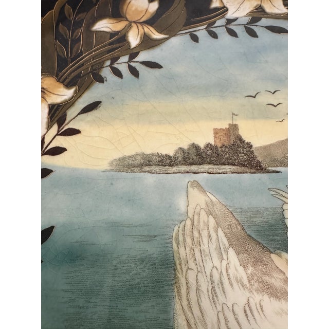 Blue Late 19th Century Continental Swan Charger Wall Mount Plate For Sale - Image 8 of 12