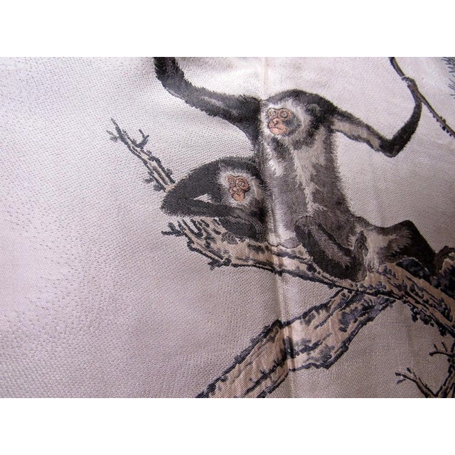 1930s Japanese Men’s Black Silk Haori With Woven Gibbons, Wall Hanging, Monkey For Sale - Image 4 of 5
