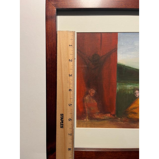 Mid-Century Modern Vintage Oil on Wood Painting Signed, Matted, Framed For Sale In Los Angeles - Image 6 of 7