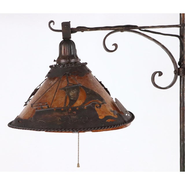 Mid 20th Century Arts & Crafts Iron & Mica Floor Lamp For Sale - Image 4 of 10