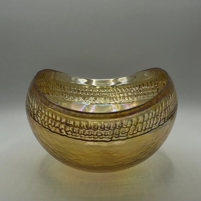 Yalos Casa Murano Italy Mid Century Modern Art Glass Gold Luster Iridescent Center Bowl - 