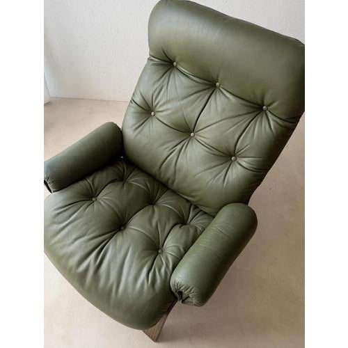 Rybo Rykken Chair in Green Leather by Solheim For Sale - Image 4 of 15