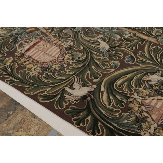 Rug & Kilim Rug & Kilim’s Armorial Tudor Style Kilim Rug in Black With Beige, Blue & Gold Patterns For Sale - Image 4 of 6