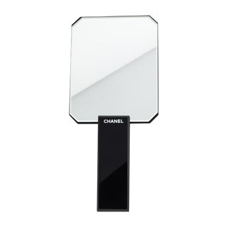 Chanel Black CC Large Vanity Makeup Hand Mirror For Sale