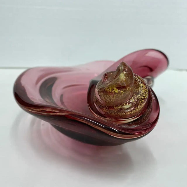 1970s Mid-Century Modern Purple and Gold Murano Glass Italian Ashtray For Sale - Image 9 of 11