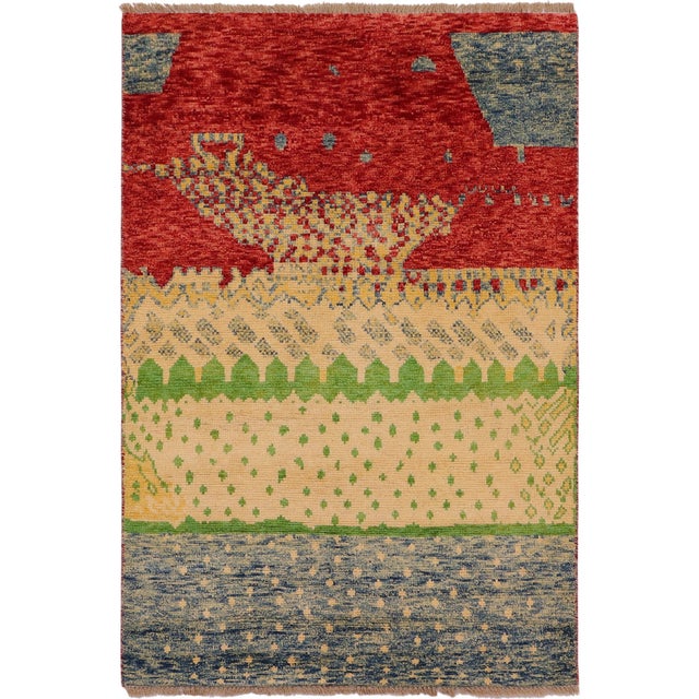 Eclectic Balochi Blue/Red Wool Rug - 3'2''x4'11'' For Sale - Image 11 of 11