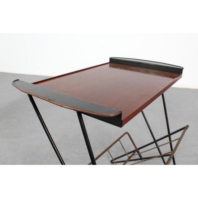 Mid-Century Iron and Teak Coffee Table with Brass Magazine Rack, 1960s For Sale - Image 14 of 18