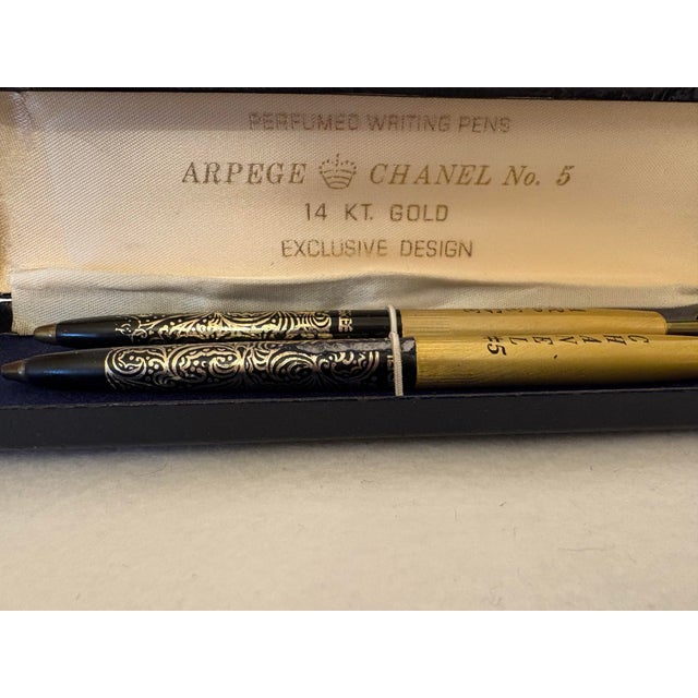 Lanvin Vintage Arpege and Chanel No. 5 Perfumed Writing Pens in Original Presentation Box - Set of 2 For Sale - Image 4 of 7