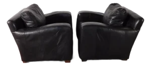 Pair Vintage Massive Ferguson Copeland, Ltd. Tribecca Leather Lounge Club Tub Chairs