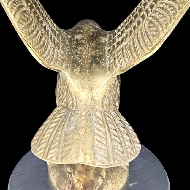 Brass Vintage Brass Eagle on Marble Base 9.5" Patriotic Desk Sculpture For Sale - Image 8 of 10
