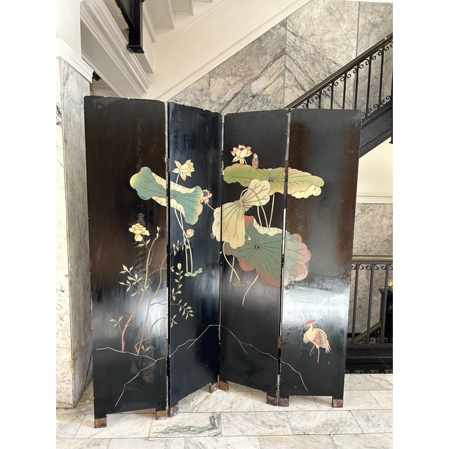 Wood 1940s Art Deco Crane Screen For Sale - Image 7 of 12