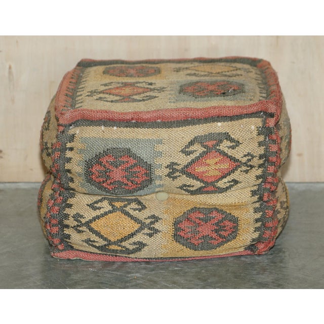 Vintage George Smith Style Kilim Cube Stools, 1960s, Set of 4 For Sale - Image 3 of 18