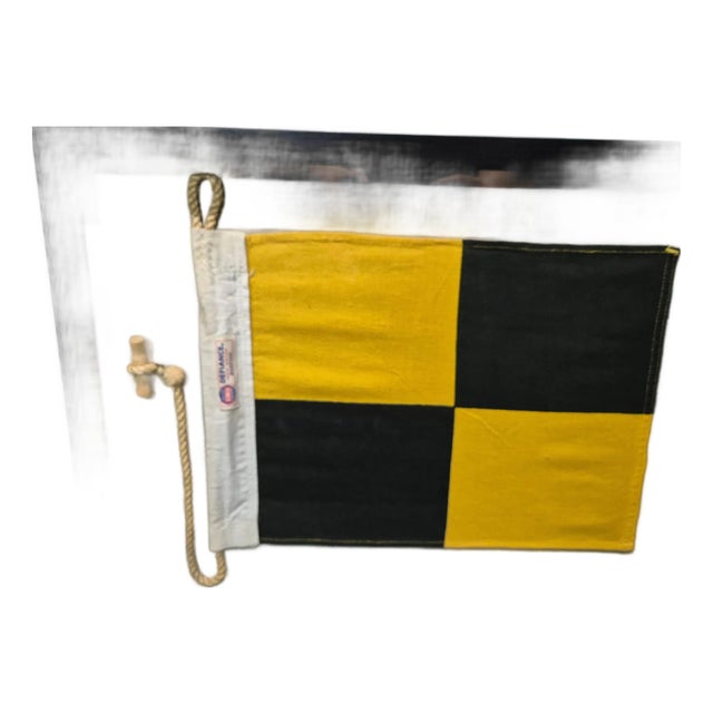 Nautical Signal Flag of Letter "P" in Shadowbox Frame For Sale