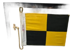 Nautical Signal Flag of Letter "P" in Shadowbox Frame