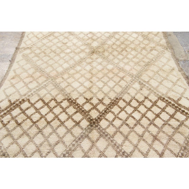 1950s Vintage Moroccan Berber Rug With Cream Diamond Lattice by Rug & Kilim, 1950-1959 For Sale - Image 5 of 9