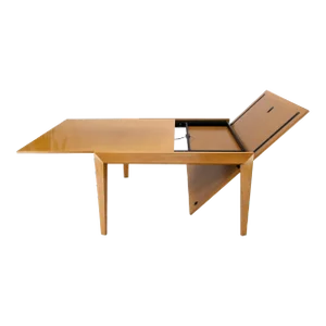 Cassina Large Square Flip Top Expandable Dining Conference Table Blond Birch