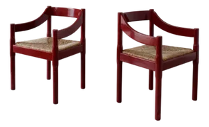 Italian Red Armchairs by Vico Magistretti, 1970s, Set of 2