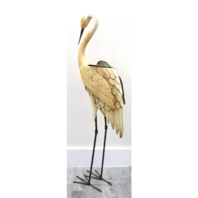 1950s Vintage Old Florida Crane Form Art Metal Plant Stand For Sale - Image 5 of 12