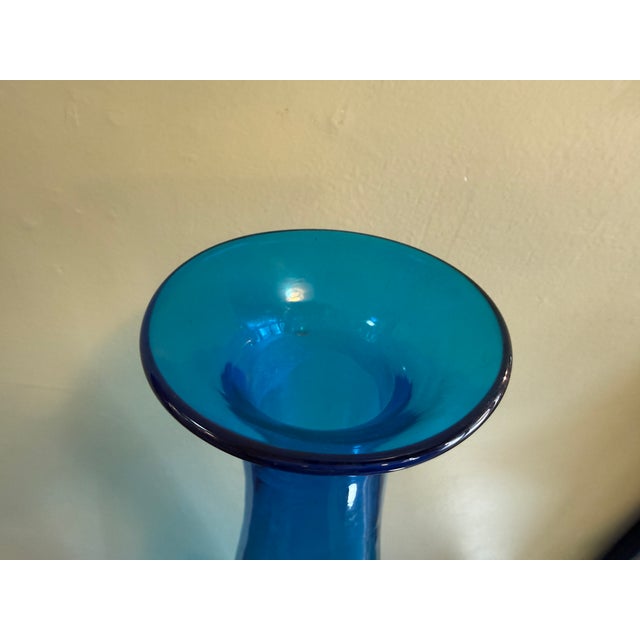1960s 1960s Wayne Husted for Blenko Massive #6138 Floor Decanter in Blue For Sale - Image 5 of 9