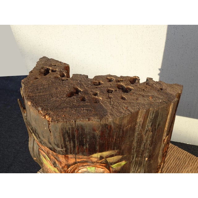 Vintage Hand Carved Face on a Wooden Log ~ Decorative Decor For Sale - Image 10 of 12