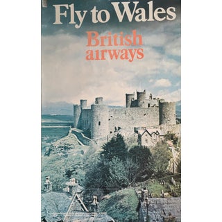 1960s Vintage Fly to Wales Travel Poster For Sale