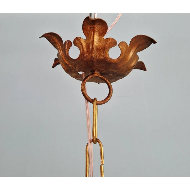 Pineapple Pendant Light in Gold Metal and Amber Glass, Italy, 1960 For Sale - Image 9 of 17