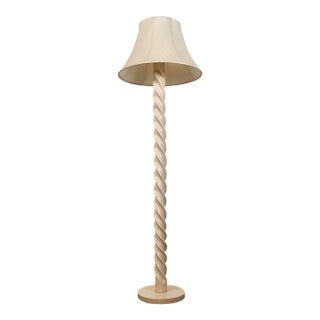 1970’s Hollywood Regency Barley Twist Metal Floor Lamp For Sale
