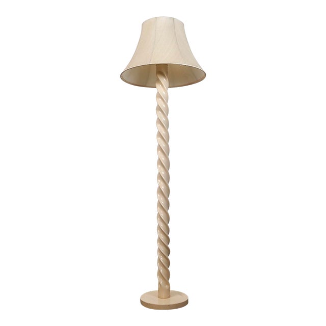 1970’s Hollywood Regency Barley Twist Metal Floor Lamp For Sale