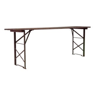 20th Century French Metal & Wooden Folding Garden Table For Sale