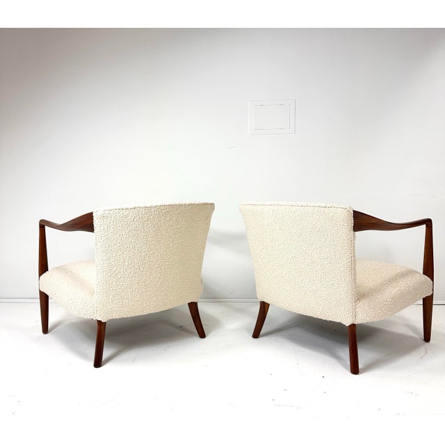 1950s 1950's Sculpted Walnut Lounge Chairs For Sale - Image 5 of 12